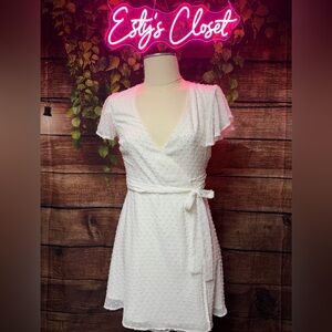 Lulu's White Textured Midi Dress